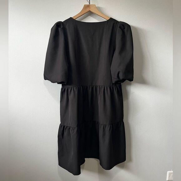 JADE Black Bubble Sleeve Tiered Dress L NWOT - Picture 7 of 7